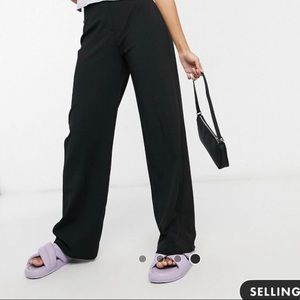 Bershka ASOS Black Wide Leg Slouchy Dad Pants